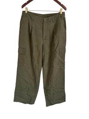 Women’s Olive Green Cargo Pants - Classic Utility Style - Wide leg - Size 12